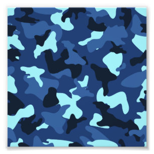 Blue marine army camo camouflage pattern photo print