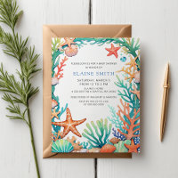 Blue Marine Seashells Ocean Sea Beach Baby Shower