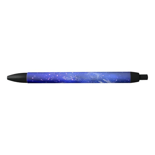 Blue Marine Underwater Jellyfish World Black Ink Pen (Front)