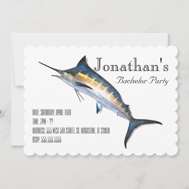 Blue Marlin 5x7 Invitation Scalloped (Front)