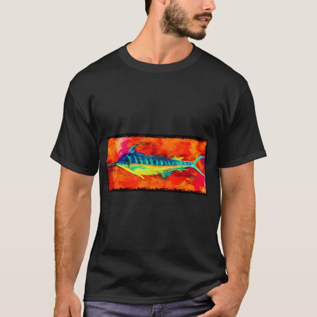 Blue Marlin - Anchored By Fin T-Shirt (Front)