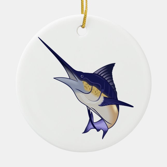 Blue Marlin Ceramic Tree Decoration (Front)