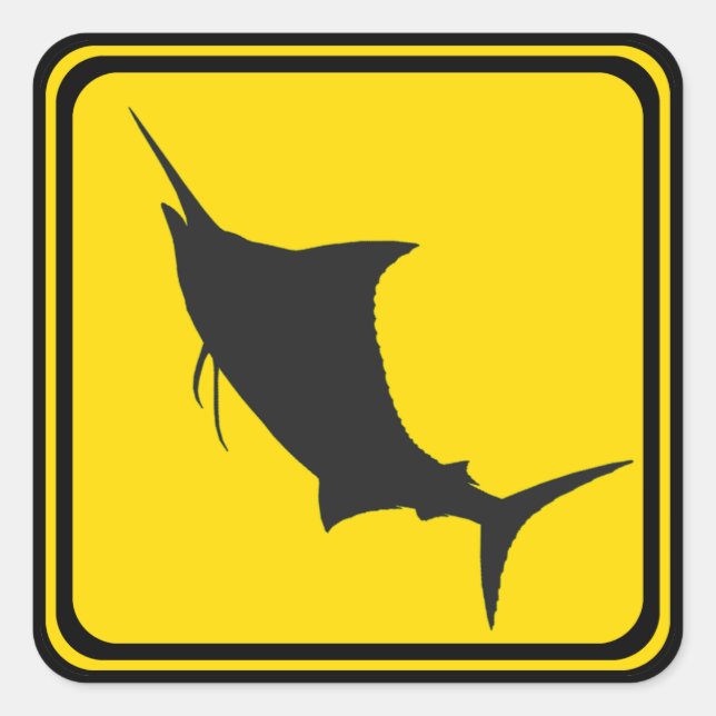 Blue Marlin Crossing! Square Sticker (Front)