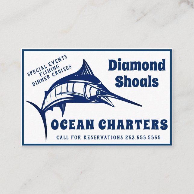Blue Marlin Design Ocean Charter Business Card (Front)