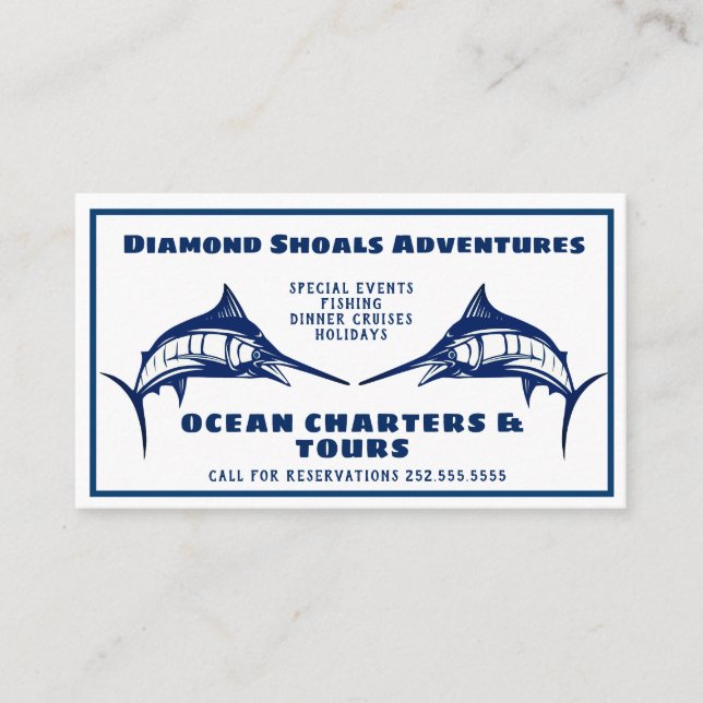 Blue Marlin Design Ocean Charter Business Card (Front)