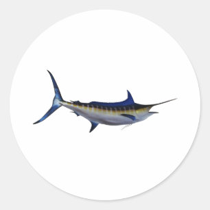 Blue Marlin Fish Classic Round Sticker