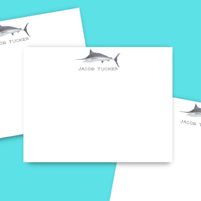 Blue Marlin Fish Deep Sea Fisherman Custom Name Card (Creator Uploaded)