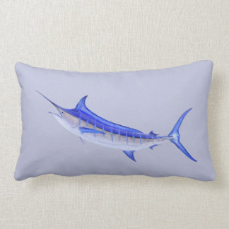 Blue Marlin Fish on Grey Lumbar Cushion