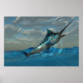 Blue Marlin Jump Print
