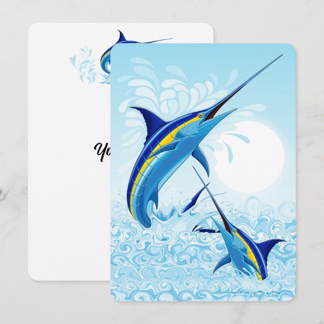 Blue Marlin Jumping out of Ocean (Front/Back)