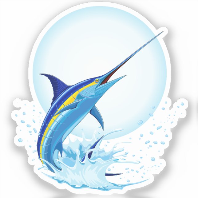 Blue Marlin Jumping out of Ocean (Front)