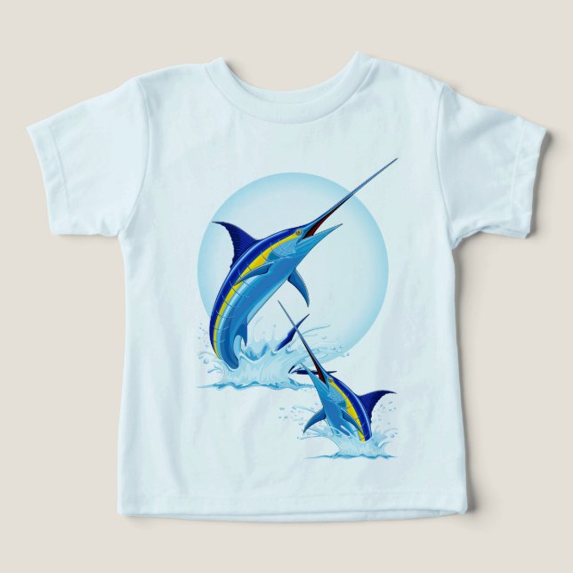 Blue Marlin Jumping out of Ocean (Design Front)