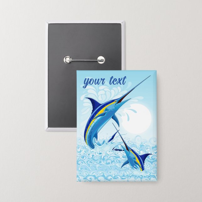 Blue Marlin Jumping out of Ocean (Front/Back)