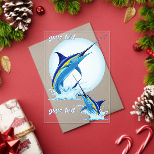 Blue Marlin Jumping out of Ocean Acrylic Invitations