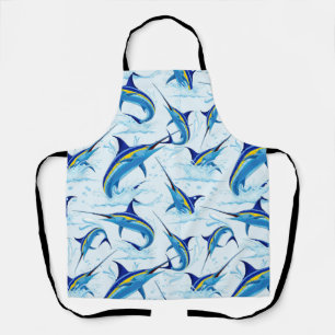 Blue Marlin Jumping out of Ocean Apron