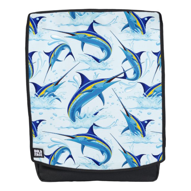 Blue Marlin Jumping out of Ocean Backpack (Front)