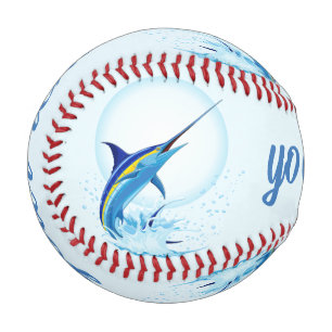 Blue Marlin Jumping out of Ocean Baseball