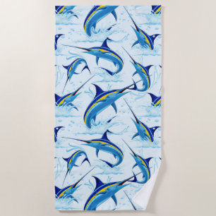 Blue Marlin Jumping out of Ocean Beach Towel