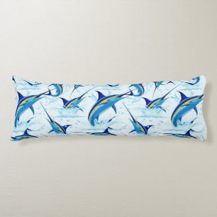 Blue Marlin Jumping out of Ocean Body Cushion