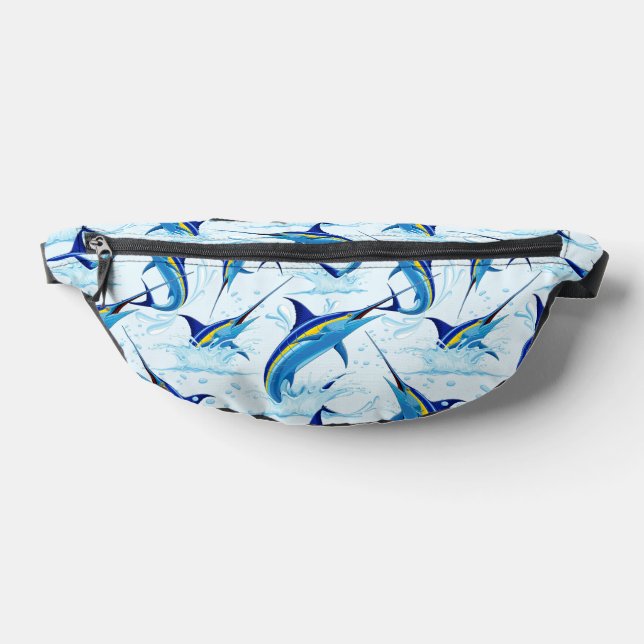 Blue Marlin Jumping out of Ocean Bum Bags (Lay Down)