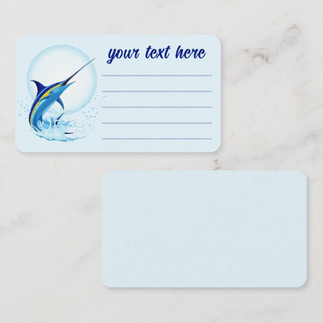 Blue Marlin Jumping out of Ocean Business Card (Front/Back)