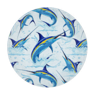 Blue Marlin Jumping out of Ocean Cutting Board