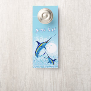 Blue Marlin Jumping out of Ocean Door Hanger