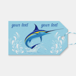 Blue Marlin Jumping out of Ocean Gift Tags