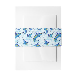 Blue Marlin Jumping out of Ocean Invitation Belly Band