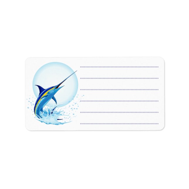 Blue Marlin Jumping out of Ocean Label (Front)