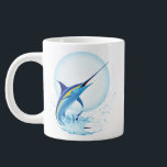 Blue Marlin Jumping out of Ocean Large Coffee Mug<br><div class="desc">Realistic illustration of a beautiful Marlin Fish Ocean Animal jumping out of ocean. Vector Art copyright BluedarkArt TheChameleonArt.</div>