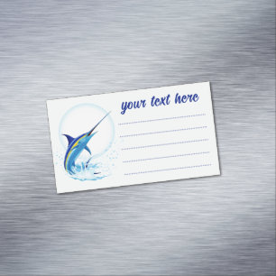Blue Marlin Jumping out of Ocean Magnetic Business Card
