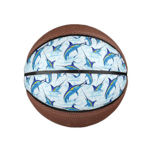 Blue Marlin Jumping out of Ocean Mini Basketball