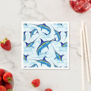 Blue Marlin Jumping out of Ocean Napkin