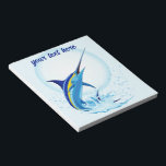 Blue Marlin Jumping out of Ocean Notepad<br><div class="desc">Realistic illustration of a beautiful Marlin Fish Ocean Animal jumping out of ocean. Vector Art copyright BluedarkArt TheChameleonArt.</div>
