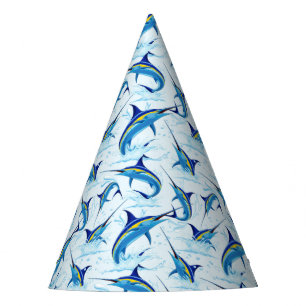 Blue Marlin Jumping out of Ocean Party Hat