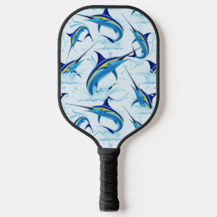 Blue Marlin Jumping out of Ocean Pickleball Paddle