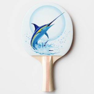 Blue Marlin Jumping out of Ocean Ping Pong Paddle