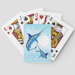 Blue Marlin Jumping out of Ocean Playing Cards