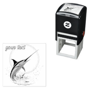 Blue Marlin Jumping out of Ocean Self-inking Stamp
