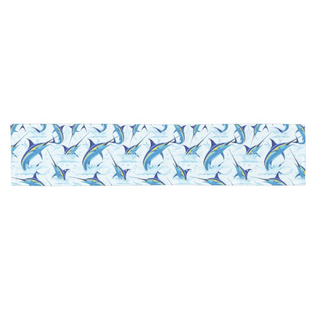 Blue Marlin Jumping out of Ocean Short Table Runner (Horizontal)