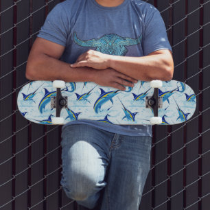 Blue Marlin Jumping out of Ocean Skateboard