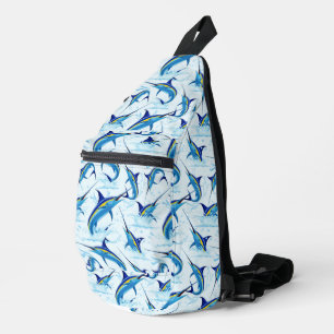 Blue Marlin Jumping out of Ocean Sling Bag