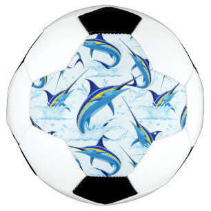 Blue Marlin Jumping out of Ocean Soccer Ball