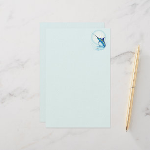 Blue Marlin Jumping out of Ocean Stationery