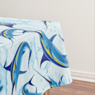 Blue Marlin Jumping out of Ocean Tablecloth