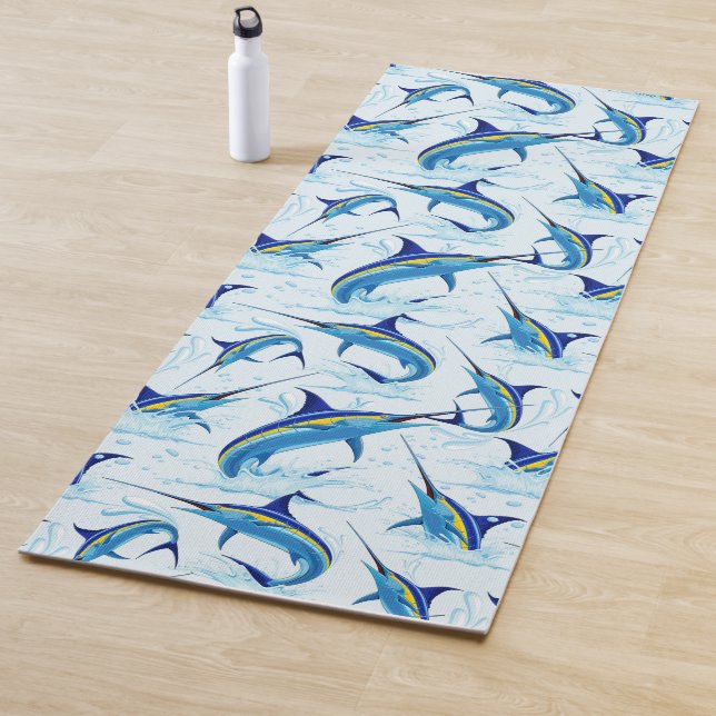 Blue Marlin Jumping out of Ocean Yoga Mat (In Situ)