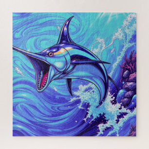 Blue Marlin Leap Jigsaw Puzzle