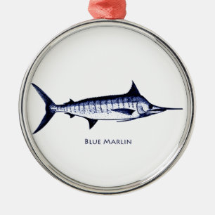 Blue Marlin Logo Metal Tree Decoration