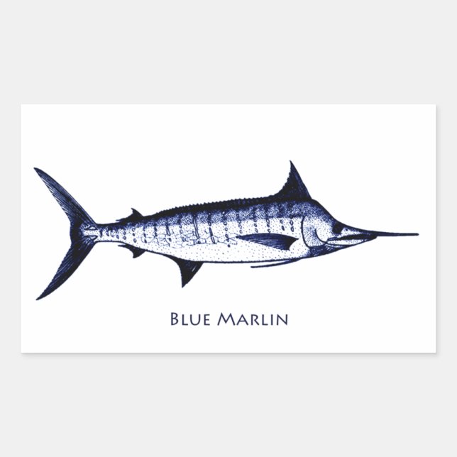 Blue Marlin Logo Rectangular Sticker (Front)